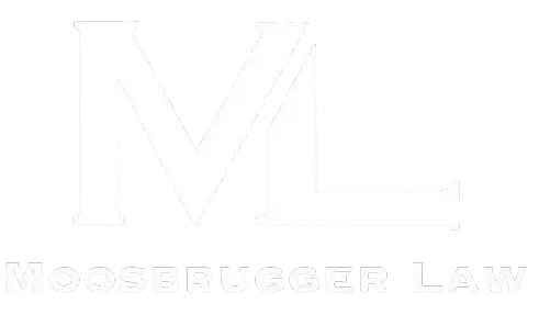Moosbrugger Law logo, black and white design.