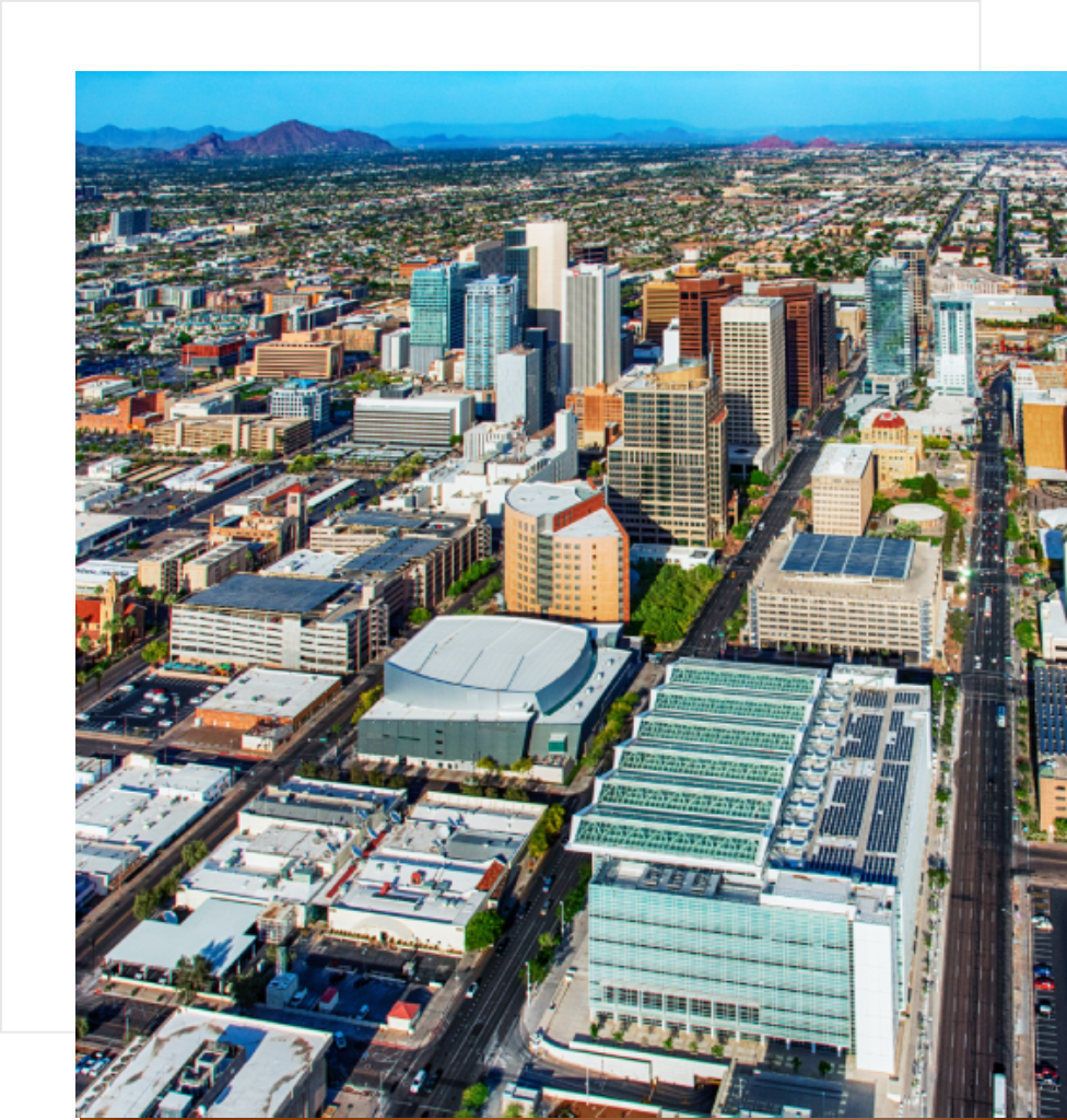 Downtown cityscape with skyscrapers