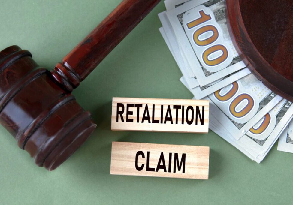 Gavel, money, and retaliation claim blocks.